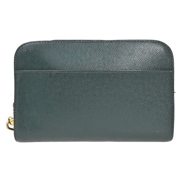 LOUIS VUITTON LV Logo Baikal Clutch Hand Bag Taiga Leather Epicea - Picture 8 of 14